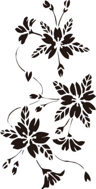 siyah ve beyaz Japon tarzı çiçek çizimi