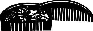 Saç tarakları, beyaz arkaplanda izole edilmiş basit siyah beyaz çizimler