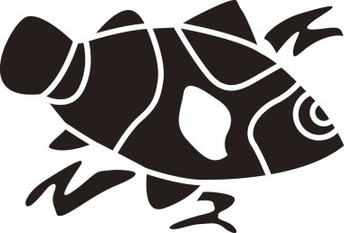 siyah ve beyaz balık çizimi izole edildi