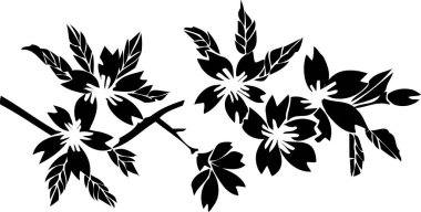 siyah ve beyaz Japon tarzı çiçek çizimi