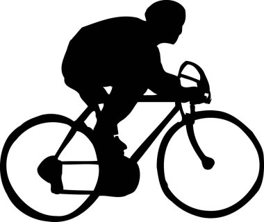 Siluet bisikletçi simgesi, beyaz arkaplan üzerinde illüstrasyon