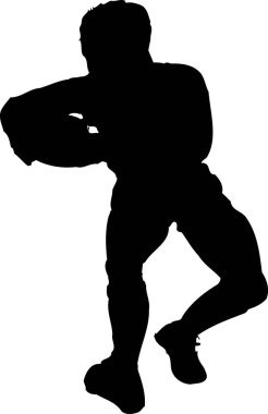 Beyaz arkaplanda bir rugby oyuncusunun silueti