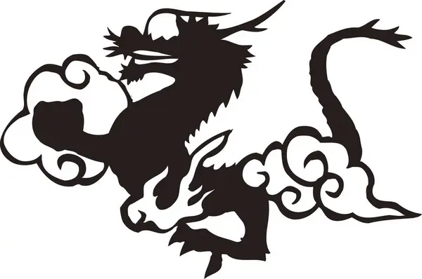 Black dragon icon isolated on white background.