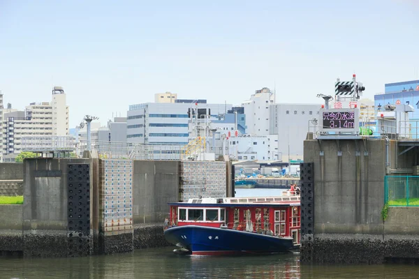Byggnader Och Broar Längs Sumida Floden Japan — Stockfoto