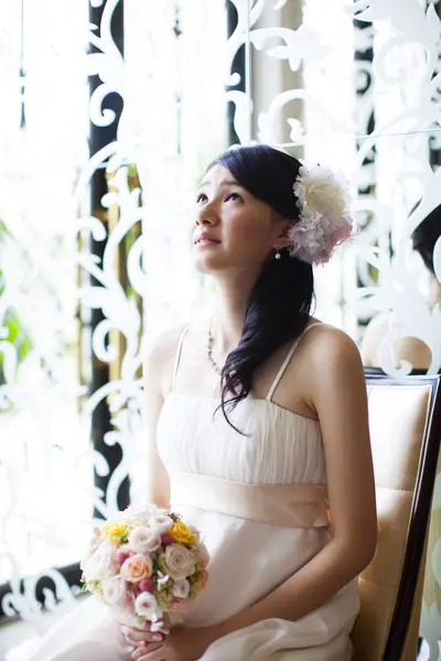 stock image beautiful asian woman with a wedding dress