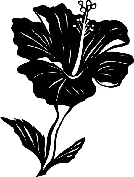 带有花卉元素的黑白日本风格插图 — 图库照片