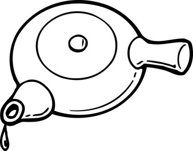 Çaydanlık simgesi, beyaz arkaplanda izole edilmiş basit siyah beyaz illüstrasyon