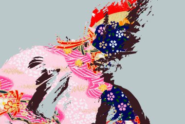 Geleneksel Japon Desenli Kumaş Yörüngesi 