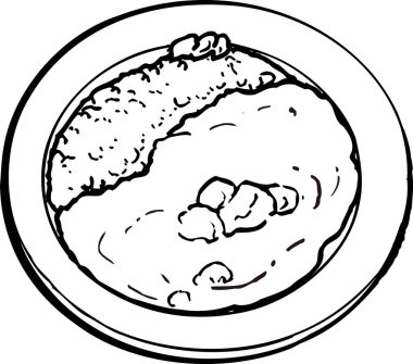 Körili pirinç ana hatları illüstrasyon, gıda kavramı