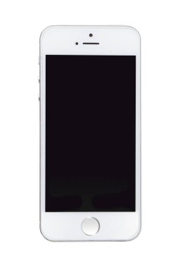 Beyaz akıllı telefon beyaz arkaplanda izole edildi