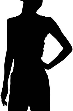 Beyaz arka planda siyah bir kadın silueti.
