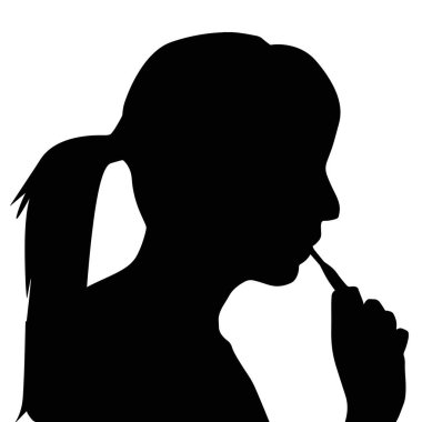 Beyaz arka planda silueti olan bir kadının soyut çizimi.