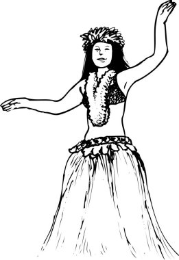 Beyaz arka planda izole bir şekilde dans eden kadın çizimi