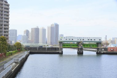 Tokyo, Japonya 'daki Toyosu Suimon Tide Gate Koto