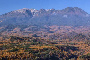 Güzel dağ manzarası ile renkli sonbahar orman