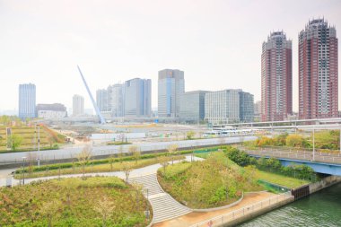 Modern şehir manzarası, kentsel ufuk çizgisi arkaplan görüntüsü 