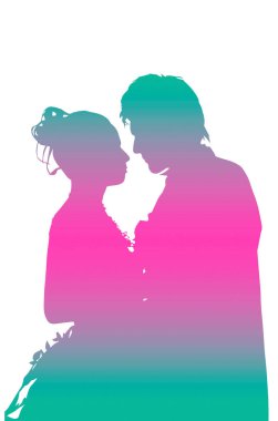 beyaz arkaplanda izole edilmiş çiftlerin gradyan silüeti