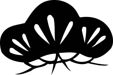 Bir parça yaprak ya da çalılık, beyaz arkaplanda izole edilmiş basit siyah beyaz çizimler.