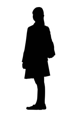 Beyaz arka planda iş kadınının siyah silueti