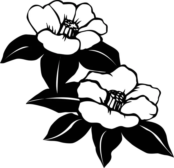 black and white Japanese style illustration with floral elements