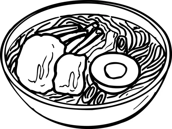Japoński Makaron Jajkiem Mięsa Zarys Ilustracji Koncepcja Żywności — Zdjęcie stockowe