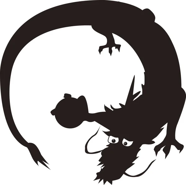 Beyaz Arkaplanda Siyah Ejderha Simgesi Izole — Stok fotoğraf