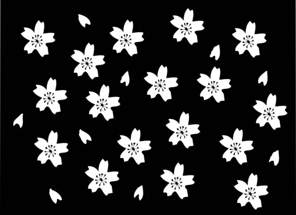Preto Branco Japonês Estilo Floral Ilustração — Fotografia de Stock