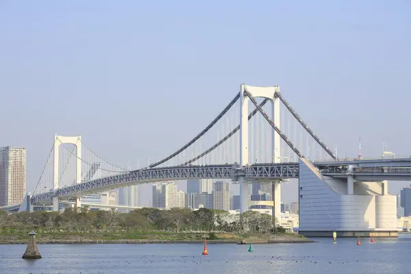 Ponte Arco Íris Uma Ponte Suspensa Que Atravessa Baía Tóquio — Fotografia de Stock