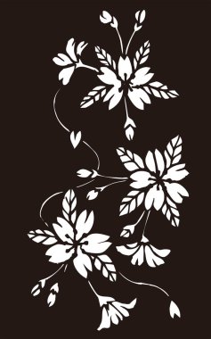 siyah ve beyaz Japon tarzı çiçek çizimi