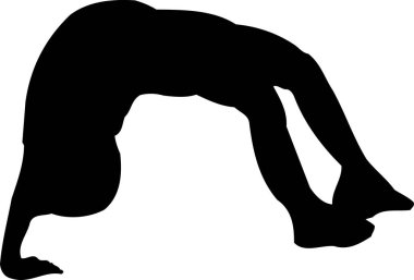 Yoga yapan bir adam, beyaz arka planda izole edilmiş siyah beyaz bir illüstrasyon.