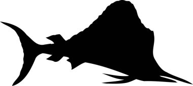 Balık, beyaz arkaplanda izole edilmiş basit siyah beyaz çizim