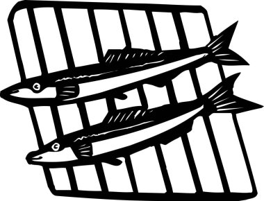 Izgaradaki balığın siyah silüeti