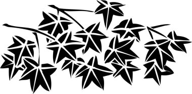 Çiçeksel elementlerle siyah beyaz Japon stili çizimler