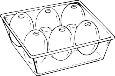 Kutudaki yumurtaların el çizimi.