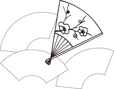 Japonca katlanan el fan çizgisi resim simgesi