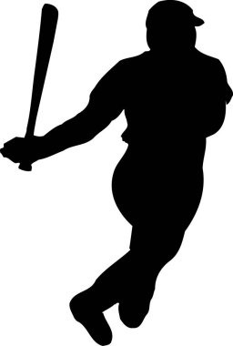 Beyzbol sopalı beysbol oyuncusu, beyaz arkaplanda izole edilmiş siyah beyaz çizimler.