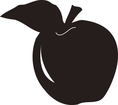 elma simgesinin siyah silüeti