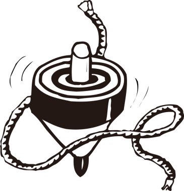 Dönen Top illüstrasyonu, beyaz arkaplanda izole edilmiş basit siyah beyaz illüstrasyon