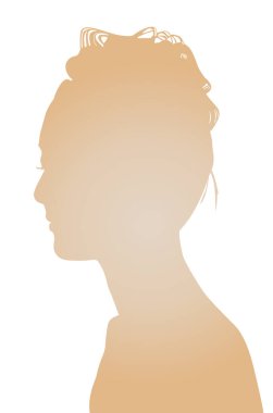 Beyaz arka planda silueti olan bir kadının soyut çizimi.