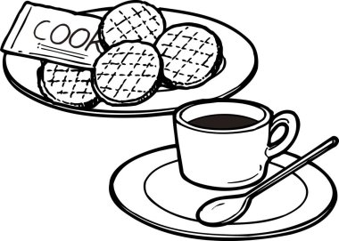 Kurabiyeler ve bir fincan kahve. Resim, yemek konsepti.