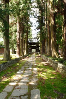 Eski bir Japon tapınağının görkemli manzarası