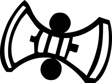 Beyaz arka planda izole edilmiş, basit siyah beyaz resimli, toplu geleneksel bir Japon oyuncağı.