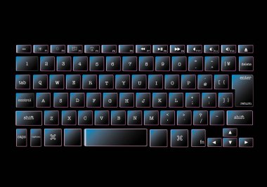 bilgisayar klavyesi siyah arkaplanda izole edildi