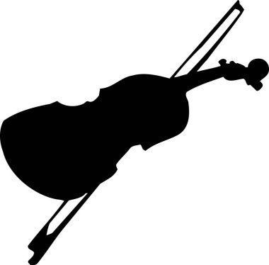 Beyaz arkaplanda izole edilmiş siyah keman çizimi