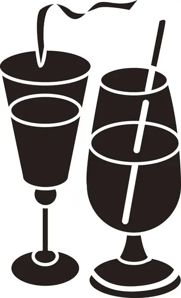 Silhouette Illustration Cocktails — Stock Photo, Image