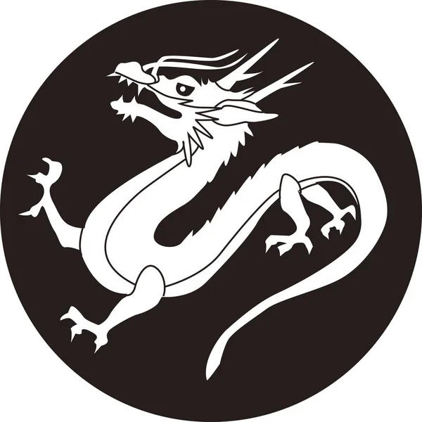 Icono Dragón Negro Aislado Sobre Fondo Blanco — Foto de Stock