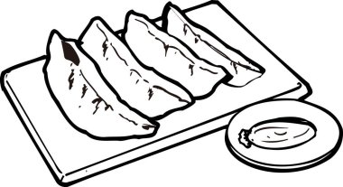 Hamur köfteleri çizimi, yemek konsepti