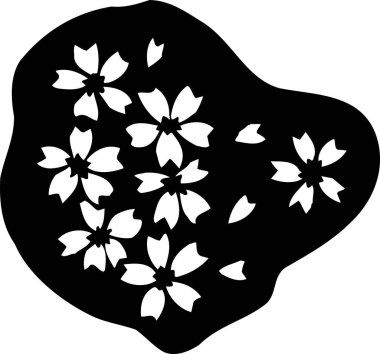 Çiçeksel elementlerle siyah beyaz Japon stili çizimler