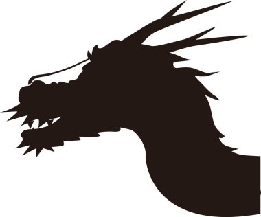 Beyaz arkaplanda siyah ejderha simgesi izole.