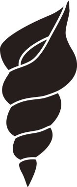 kabuk, beyaz arkaplanda izole edilmiş basit siyah beyaz illüstrasyon